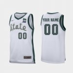 Men's Custom Michigan State Spartans #00 Nike NCAA 2019 Final-Four Retro Performance White Authentic College Stitched Basketball Jersey HB50W30WQ
